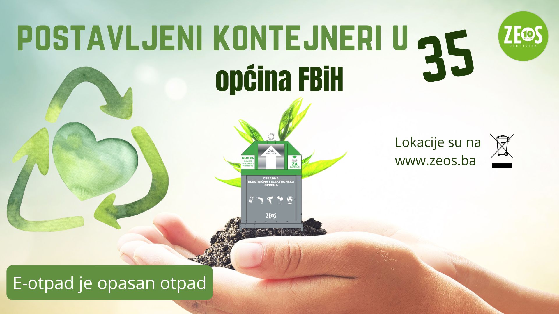 Ekološka održivost – Postavljeni kontejneri za e-otpad u 35 općina širom FBiH