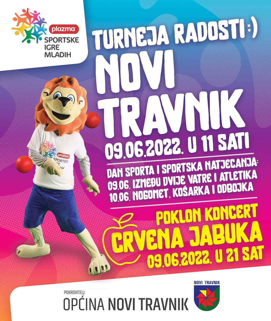 Novi Travnik – SIM regionalni grad sporta 2022 uz koncert Crvene Jabuke