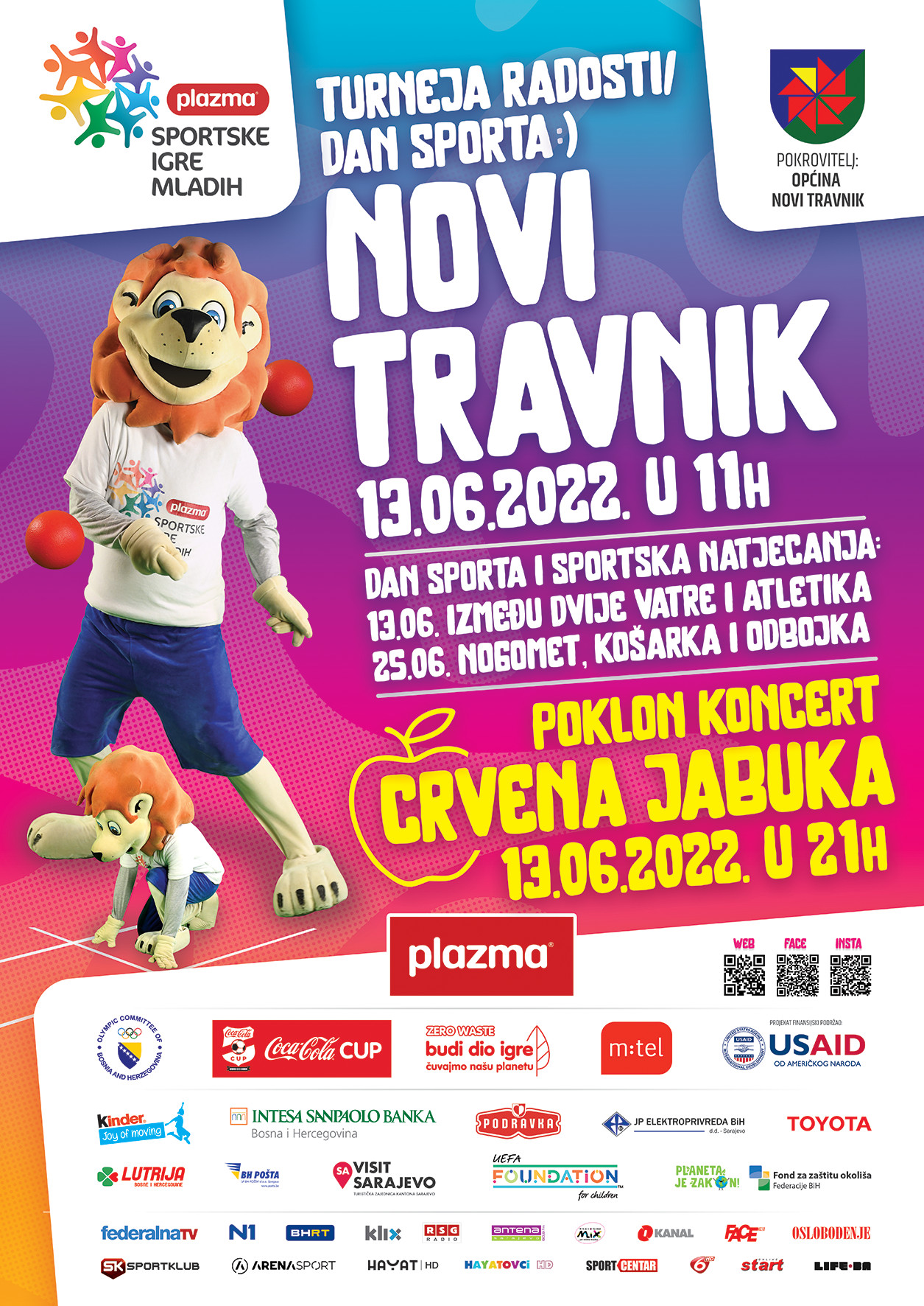 Novi datum održavanja koncerta Crvene jabuke i m:tel Dan Sporta u Novom Travniku
